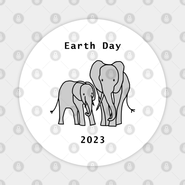 Earth Day 2023 Elephants Magnet by ellenhenryart